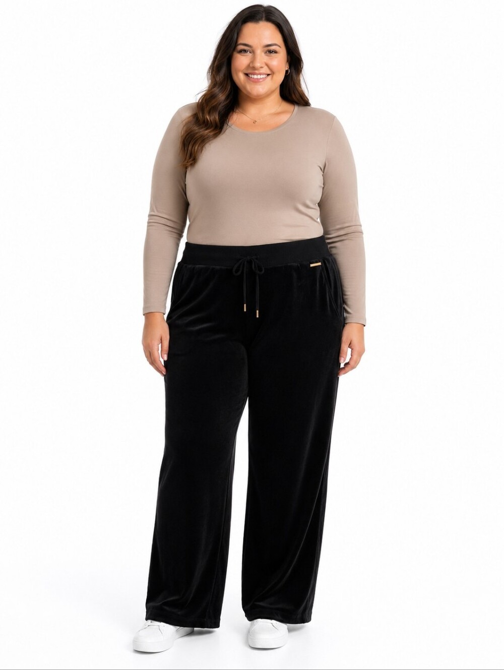 Michael Kors Black Velour Wide Leg Lounge Pants 1X Drawstring Soft
